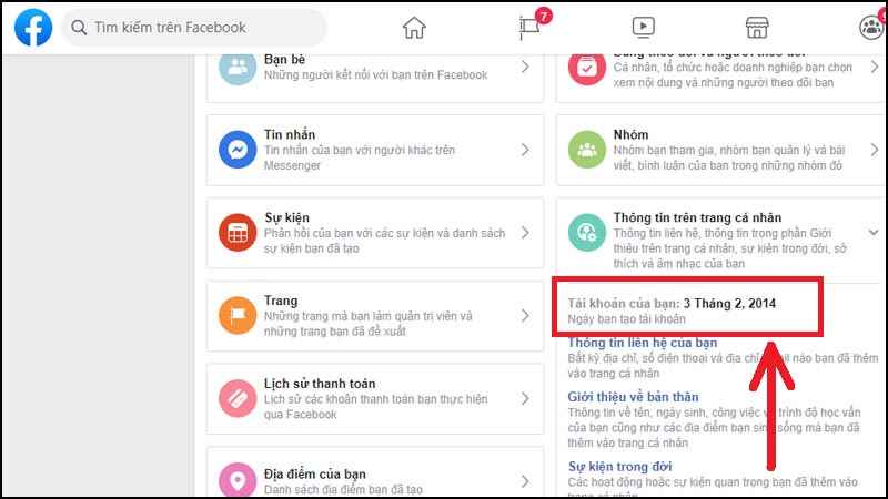 thời điểm bạn tạo tài khoản Facebook đầu tiên với đầy đủ ngày/tháng/năm.